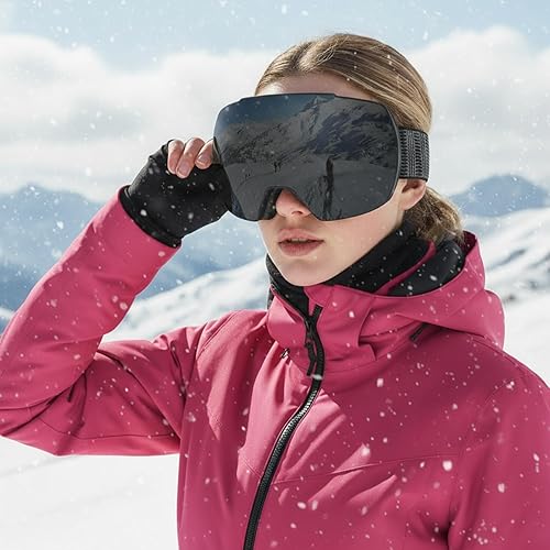 Miniatura 3 de OULAIQI Gafas de esquí de nieve, protección OTG UV400, anti niebla, esquí, patinaje, snowboard, gafas de snowboard para hombres, mujeres y jóvenes