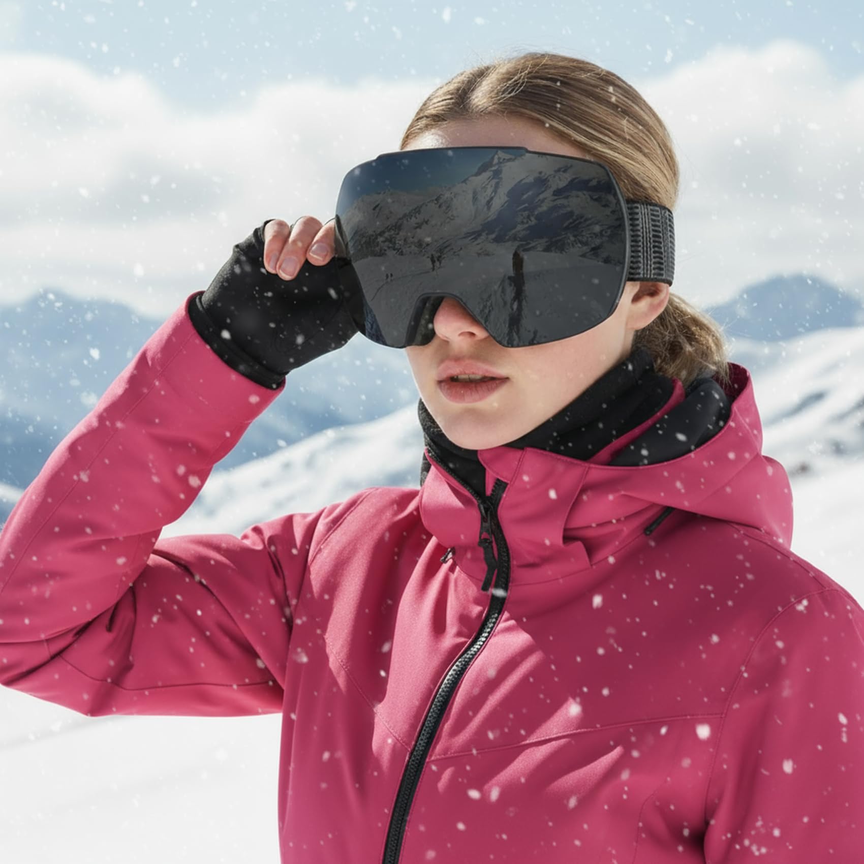 OULAIQI Occhiali da sci da neve, protezione OTG UV400, anti nebbia, sci, pattinaggio, snowboard, occhiali da snowboard per uomini e donne giovani