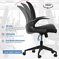 Vista 4 de IPKIG Foldable Office Chair - Home Office Desk Chairs with Wheels and Flip-Up Arms - Ergonomic Backrest Mesh Computer Chair Adjustable Swivel