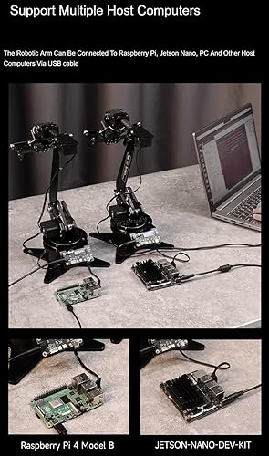 Miniatura 7 de Kit de brazo robótico de escritorio servo de bus serie de alto par para Raspberry Pi y Jetson Nano Wireless Control basado en ESP32 5-DOF soporta