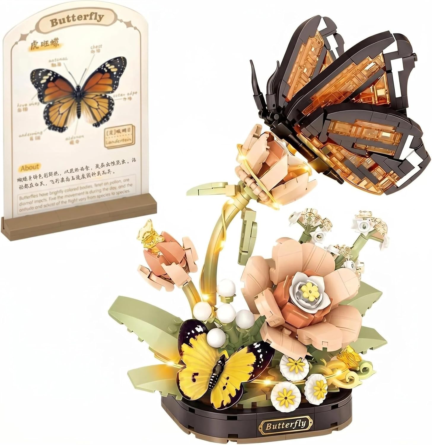 Blumen Bausteine Set 575 Teile Schmetterling Blumenstrau  Micro Mini Klemmbausteine DIY Blumen Deko Bauset Kreatives Geschenk & Heimdekoration f r Erwachsene und Jugendliche