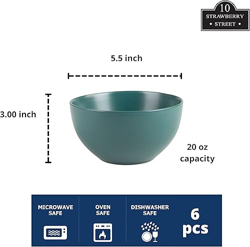 Vista 28 de 10 Strawberry Street Wazee - Plato de ensalada Coupé mate de 8.25 pulgadas, juego de 6, rojo