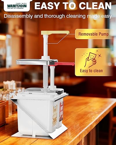 Miniatura 4 de WantJoin Dispensador de queso Nacho  Dispensador de salsas comerciales de 5.5 cuartos de galón, carcasa y tapa de acero inoxidable, 2 tarros y