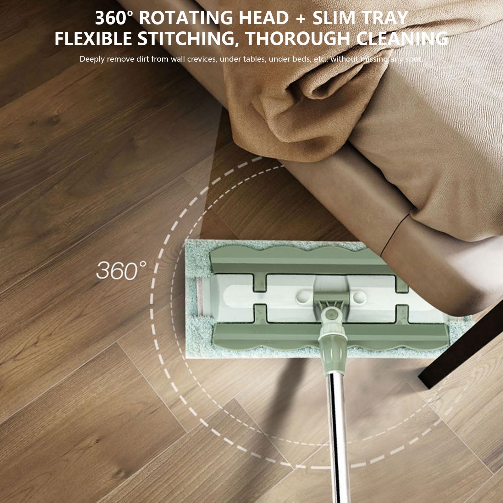 Limpiador ergonómico grueso para suelo con cabezal de fibras de doble acción para baño, cocina, derrames, lavable, 500 denegaciones, lavado a mano, paño plano grande
