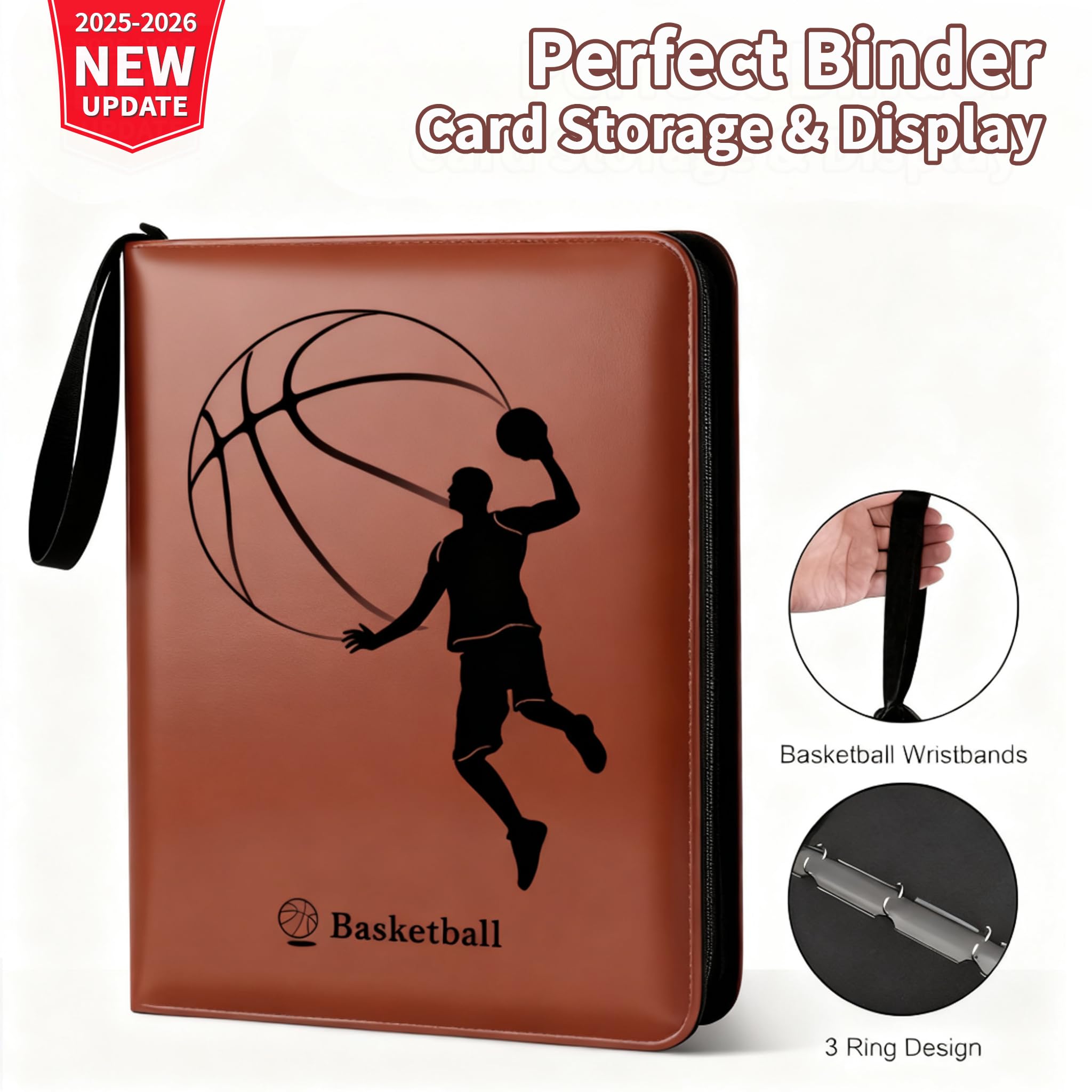 Raccoglitore per carte da basket Inspiration, organizer con illustrazione Dream to Pro, 50 maniche rimovibili per collezionisti adulti, album sportivo 2025 stile