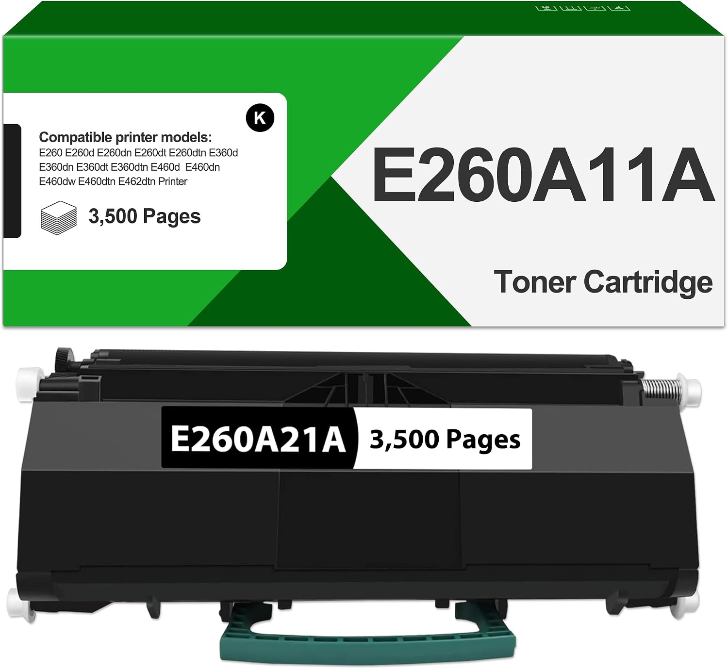 E260dn Toner Cartridge E260A21A Compatible for Lexmark E260A21A Toner for Lexmark E260d E260dn E260dtn E360d E360dn E360dtn E460d E460dn E460dw E460dtn E462 E462dtn Printers(3,500 Pages)