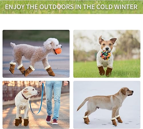 Miniatura 4 de Aufeeky Botas para perro zapatos de vellón para perros pequeños botas de perro con suela antideslizante y protectores de patas botines de nieve de