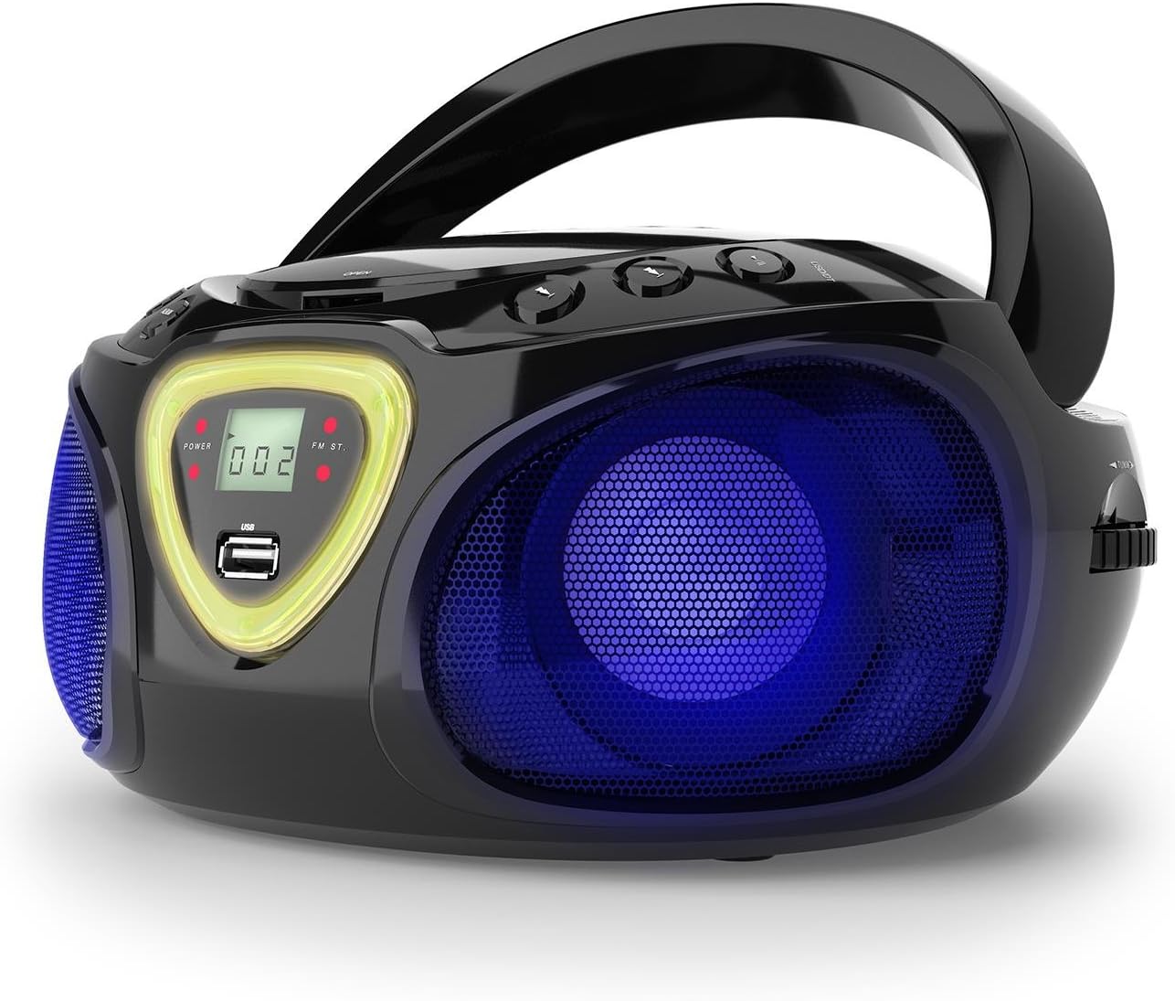AUNA Roadie KIDS Boombox, Top loading CD Player, Bluetooth Connectivity for Smartphones, Easy AUX, USB, Radio and MP3 Connectivity, Portable, Plug in or Battery Powered, LED Display