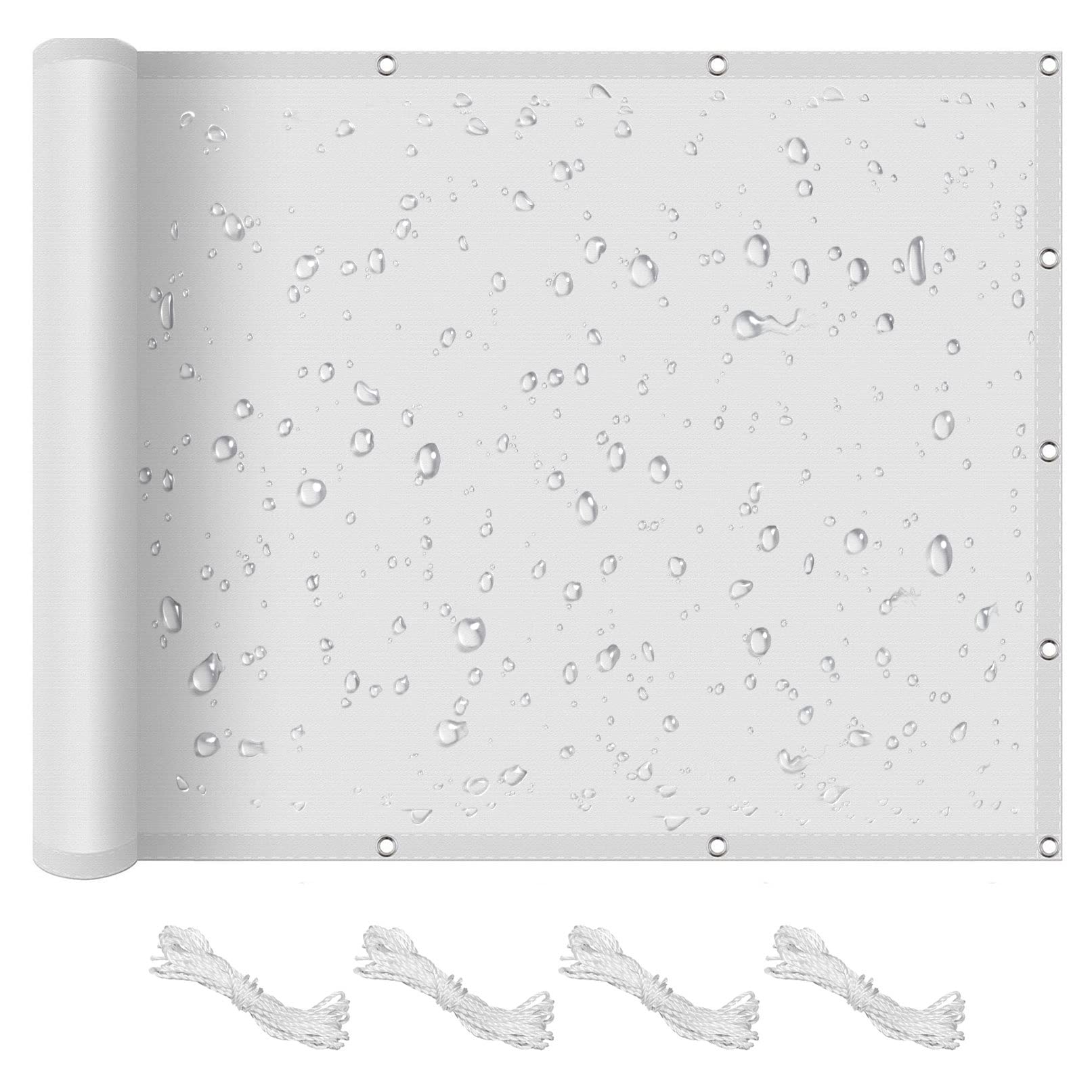 Voile de protection solaire rectangulaire 1x3,2m blanche pour balcon