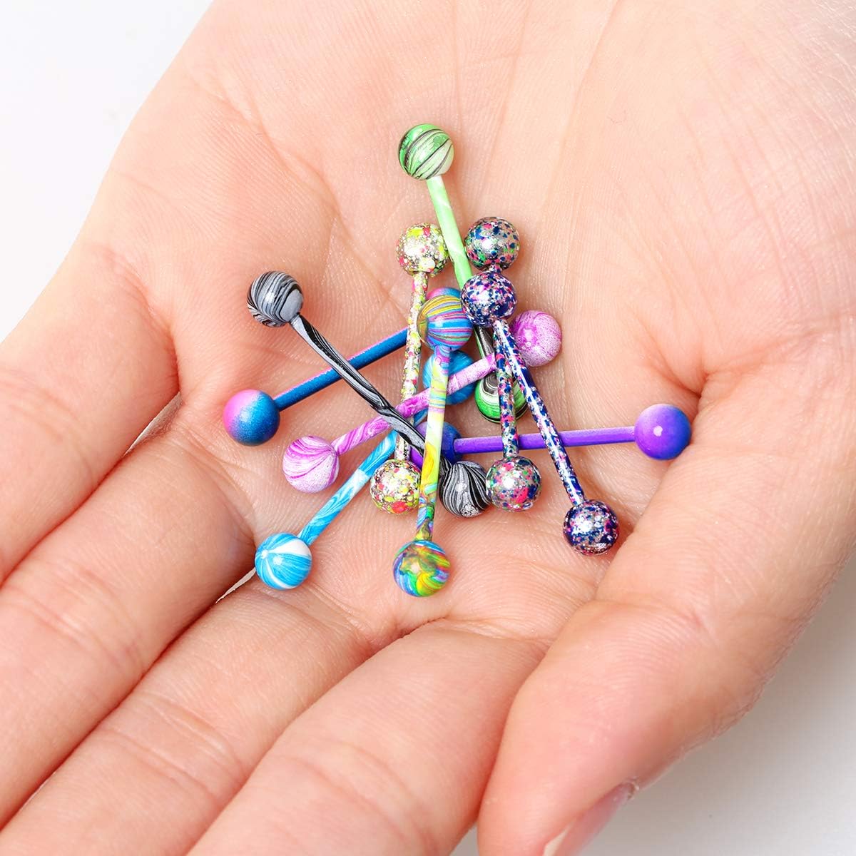 CrazyPiercing 10 Pack 19mm 14G Tongue Rings Colorful Nipple Ring Straight Barbells Surgical Steel Body Piercing Jewelry - Image 4