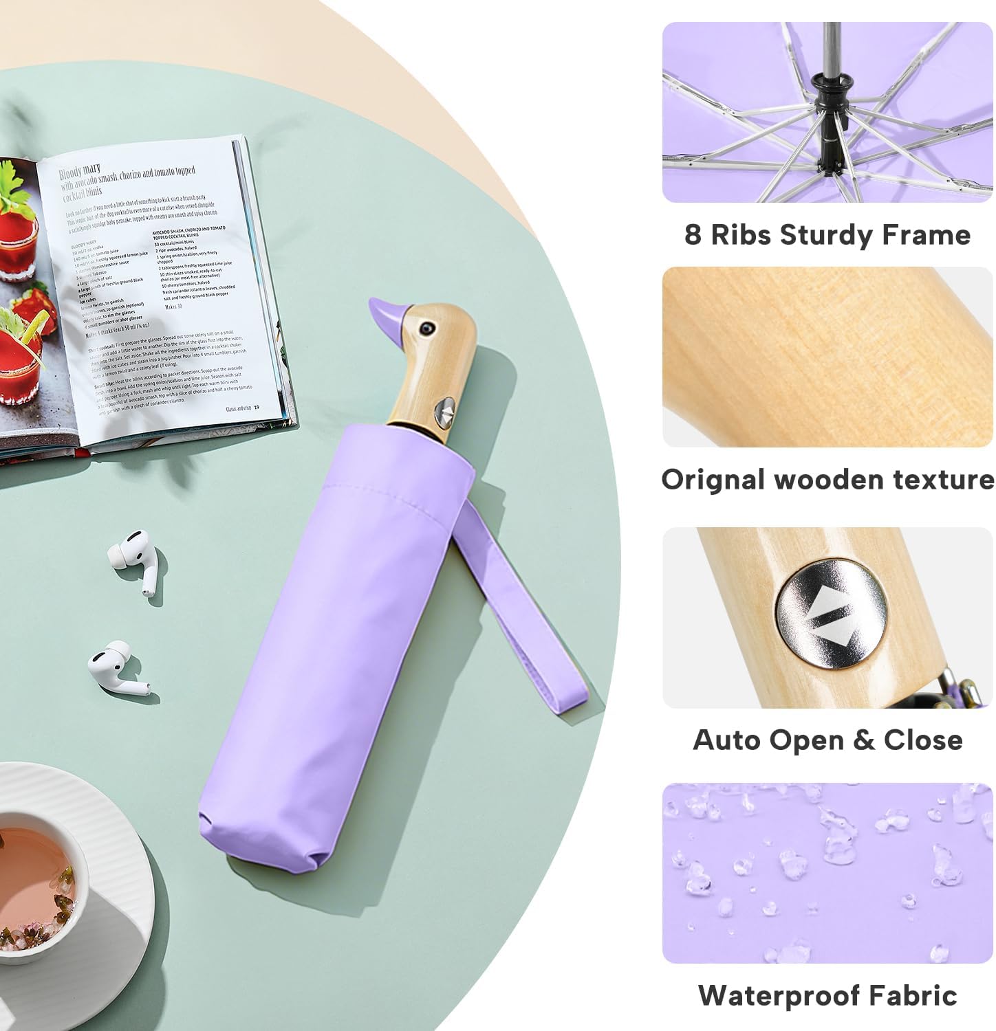 Cute Duck Umbrella Automatic, Compact Collapsible Travel for Adults & Kids image 2