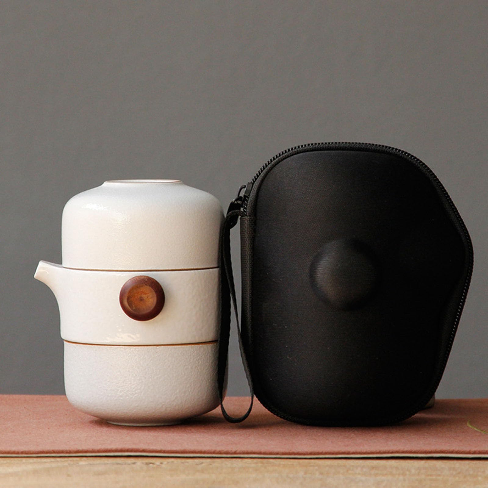 JTBDWOSK Ceramic Teapot Lid Bowl Japanese Cup Handmade Portable Travel Agency Tea Set,C