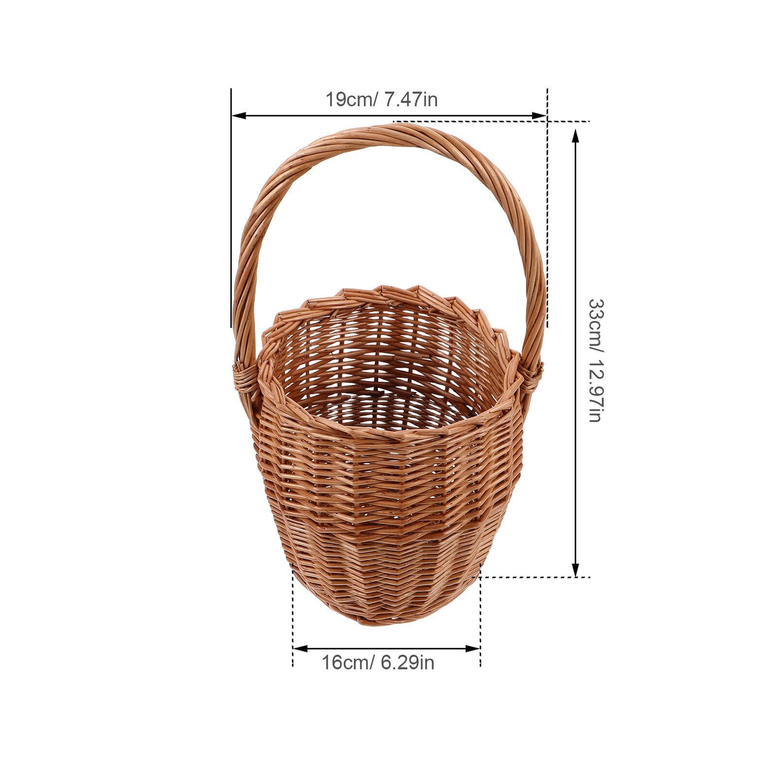 SUPVOX Cestino Intrecciato in Vimini con Manico, Leggero e Artigianale, per Picnic All'aperto e Decorazioni Floreali dallo Stile Campagnolo