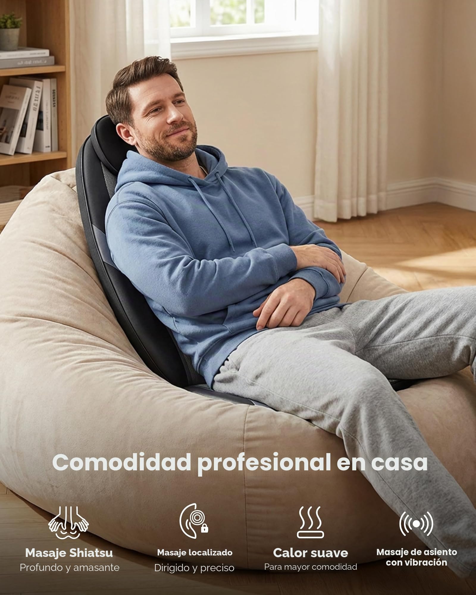 SNAILAX Shiatsu Asiento Masajeador - Masaje de Espalda con Calefacción, Almohadilla para Sillón de Masaje con Calor para Amasar en Casa o Oficina
