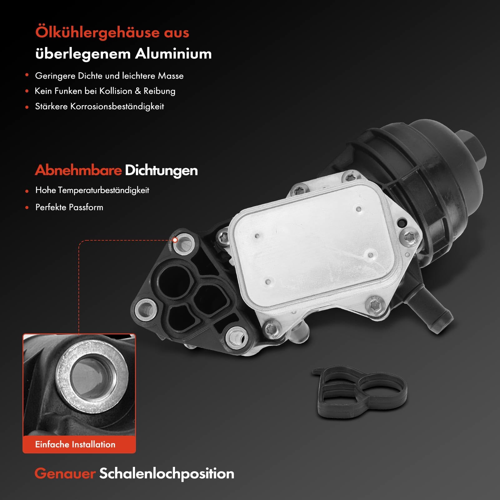 Frankberg Obudowa filtra oleju z chłodnicą oleju, kompatybilna z klasą A W176 A220 A250 2,0 L 2012-2018 klasa B W242 W246 B200-B250 2,0L 2012-2018 zamiennik 2701800810
