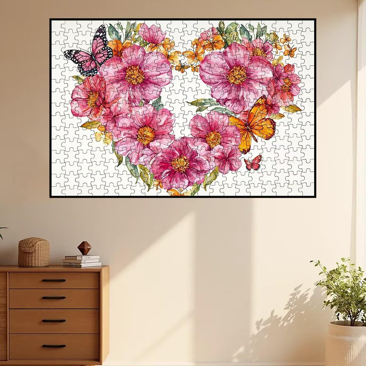 Puzzle 4000 sztuk dla dorosłych kwiat, Puzzle Serce, Puzzle 4000 sztuk dla dorosłych, drewniane puzzle z pudełkiem na prezent rozmiar 141 x 87 cm, wyzwanie puzzle dla całej rodziny, prezent dla kobiet