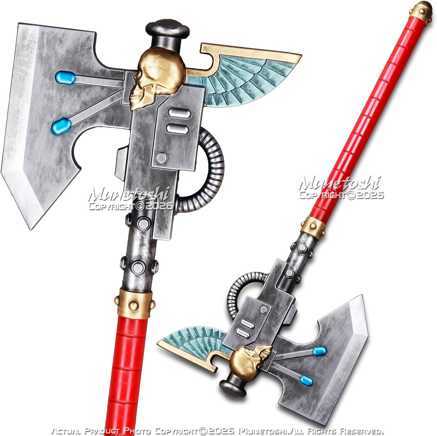 Munetoshi 27.5" Foam Power Axe War Hammer Space Video Game Style Halloween Costume Cosplay Display Red