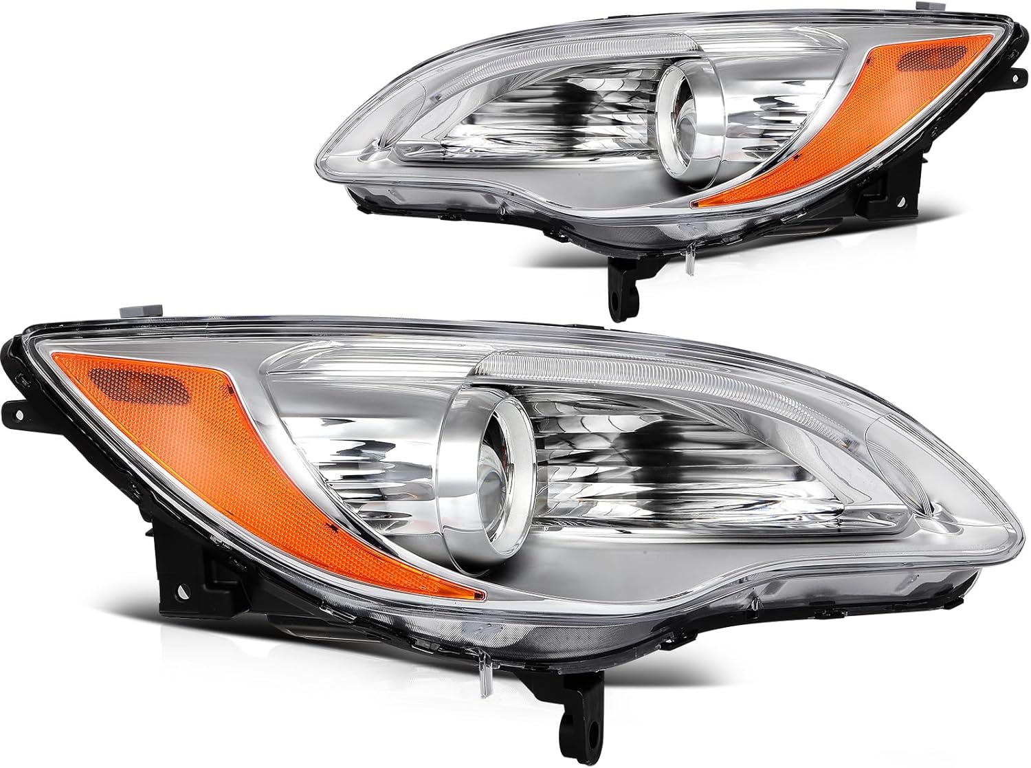 OCPTY Headlight assembly Pair Replacement for 2011-2014 for CHRYSLER 200 Chrome Housing Bulbs Not Included 5182591AE CH2518140