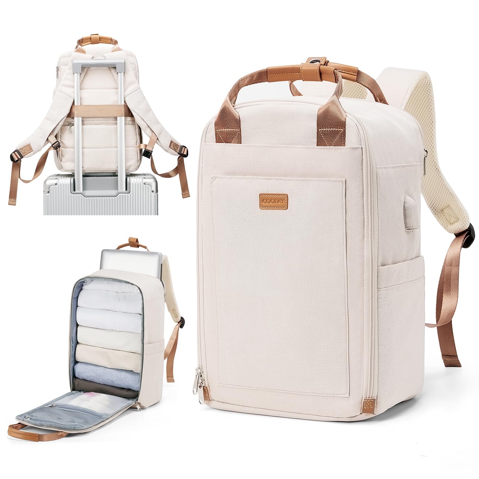 SZLX Borse da Viaggio 45x36x20 Zaino Easyjet Donna Zaino Ryanair 40x20x25 Bagaglio a Mano Zaino impermeabile uomo trekking, Borsa da Viaggio Cabina aereo Zaino per Laptop con Porta di ricarica USB