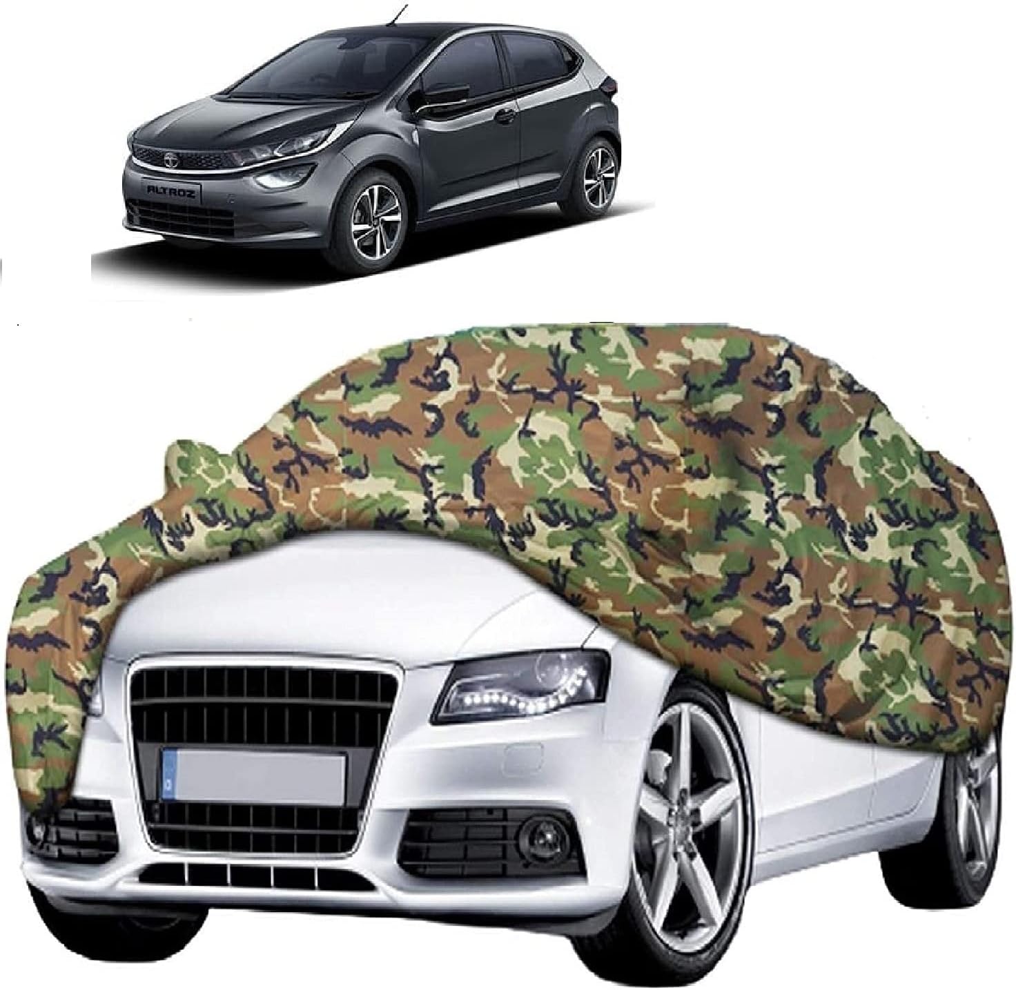 AutoPrime Tata Altroz WaterResistant Car Cover All Weather Windproof UV Protection Outdoor Indoor with Mirror Pocket (Multicolor)