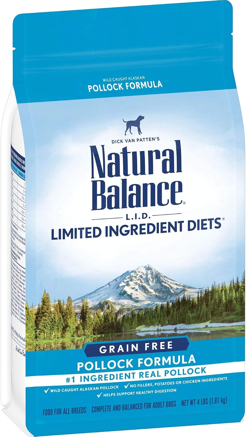 Natural Balance L.I.D. Limited Ingredient Diets High Protein Dry Dog Food, Pollock Formula, 4 Pounds, Grain Free