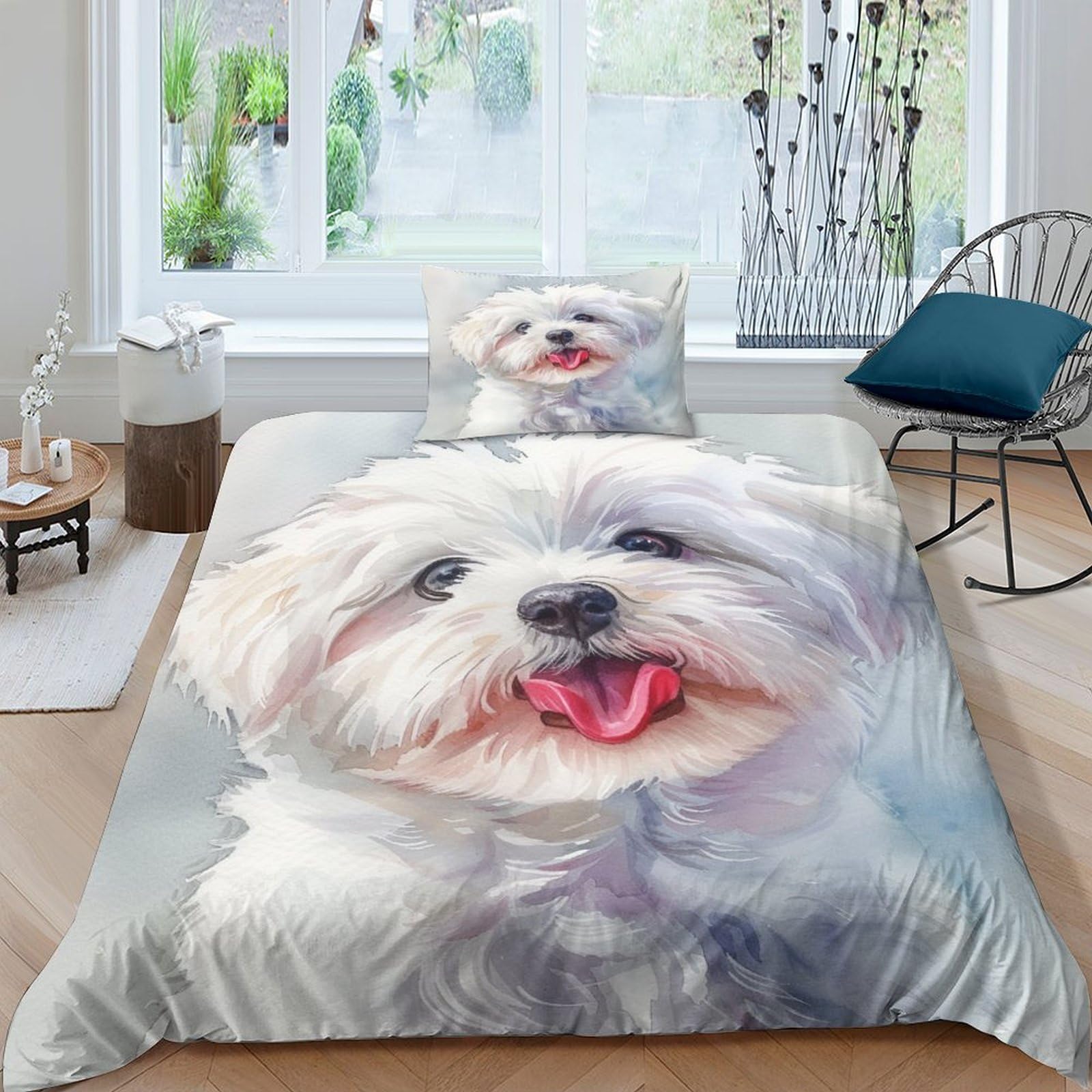 Nraopevvd Style-8 Shih Tzu Duvet Cover Sets 3 Pcs Hotel Quality Quilt Cover Bedding Sets Bed Covers With Pillowcases With Zipper Closure Ultra Soft Hypoallergenic Microfiber Single（135X200cm）