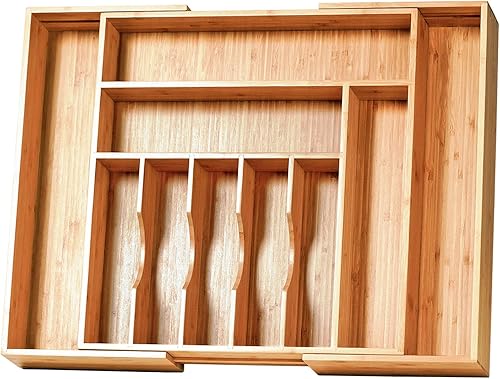Umilife Organizador de cajones de utensilios de cocina extensible extra grande, 19 pulgadas de profundidad para cajón grande, divisor de cajones de