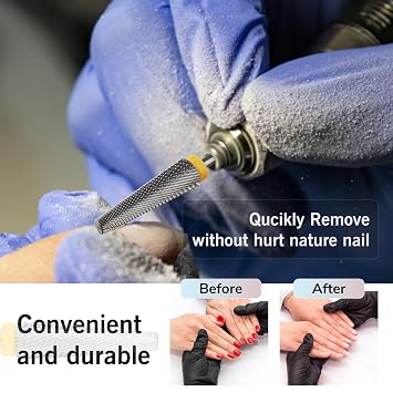 QUNZHAO Nail Drill Bits Tapered Longer Carbide Tungsten Bits Tungsten Steel Fast remove Acrylic or Hard Gel 3/32 Shank (1X Extra Fine - XF, silver)