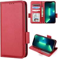 Capa compatível com Sharp Sense 4, capa flip de couro com compartimento para cartão, design carteira, capa flip estável vermelha