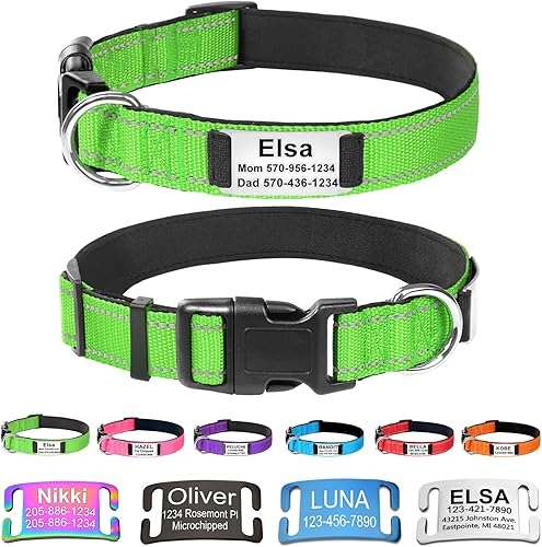 Miniatura 22 de Collares de perro personalizados con placa de nombre, etiquetas de identificación de placa de nombre grabadas con collar de perro de nailon