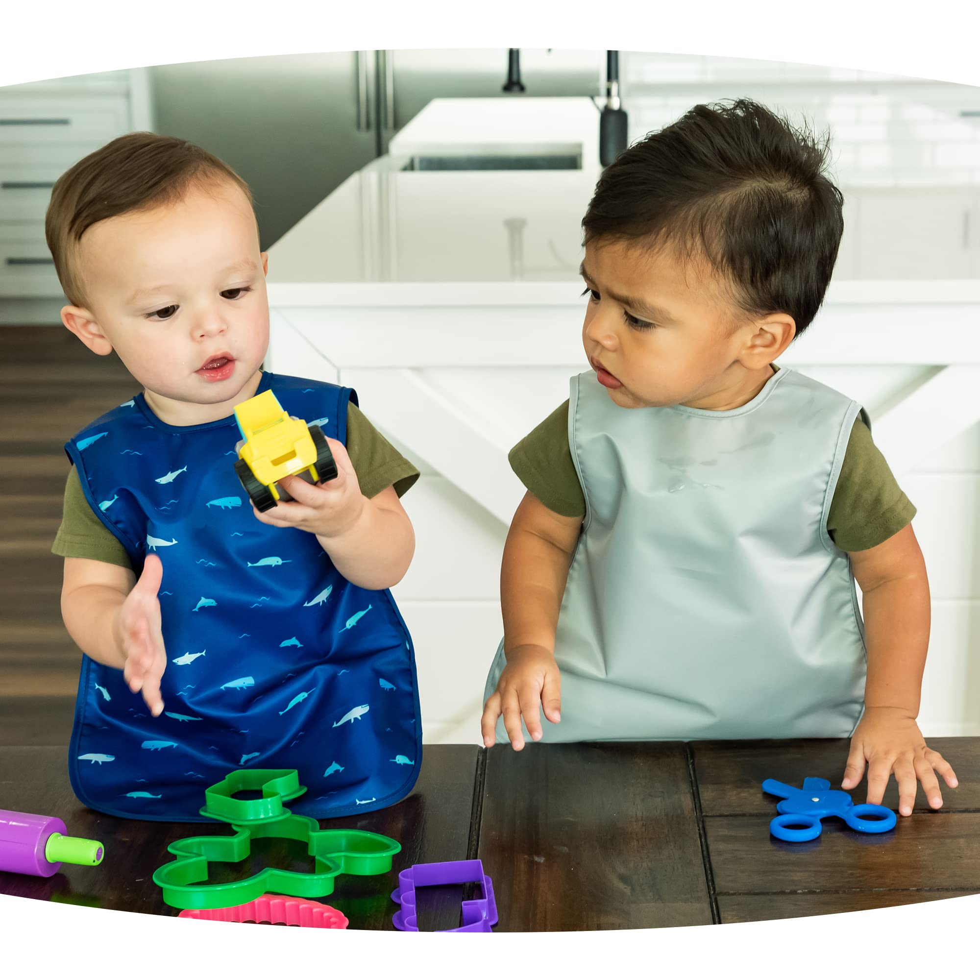 Tiny Twinkle Mess Proof Baby Bibs, Sage Charcoal, Large 2-4 Years - Image 2