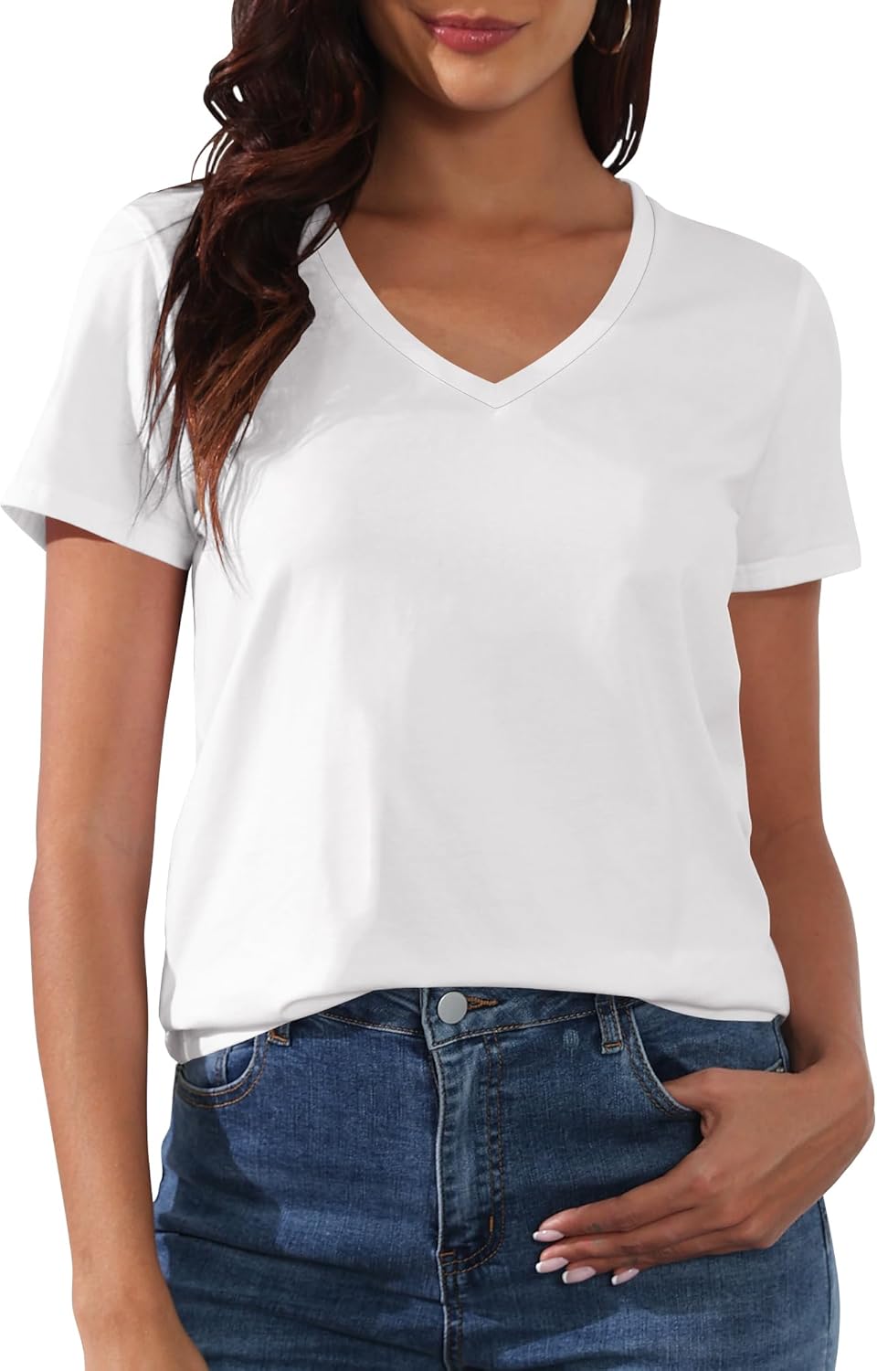 PALINDA Women’s Classic Fit T Shirts Short Sleeve V Neck Casual Tee Shirt Summer Tops