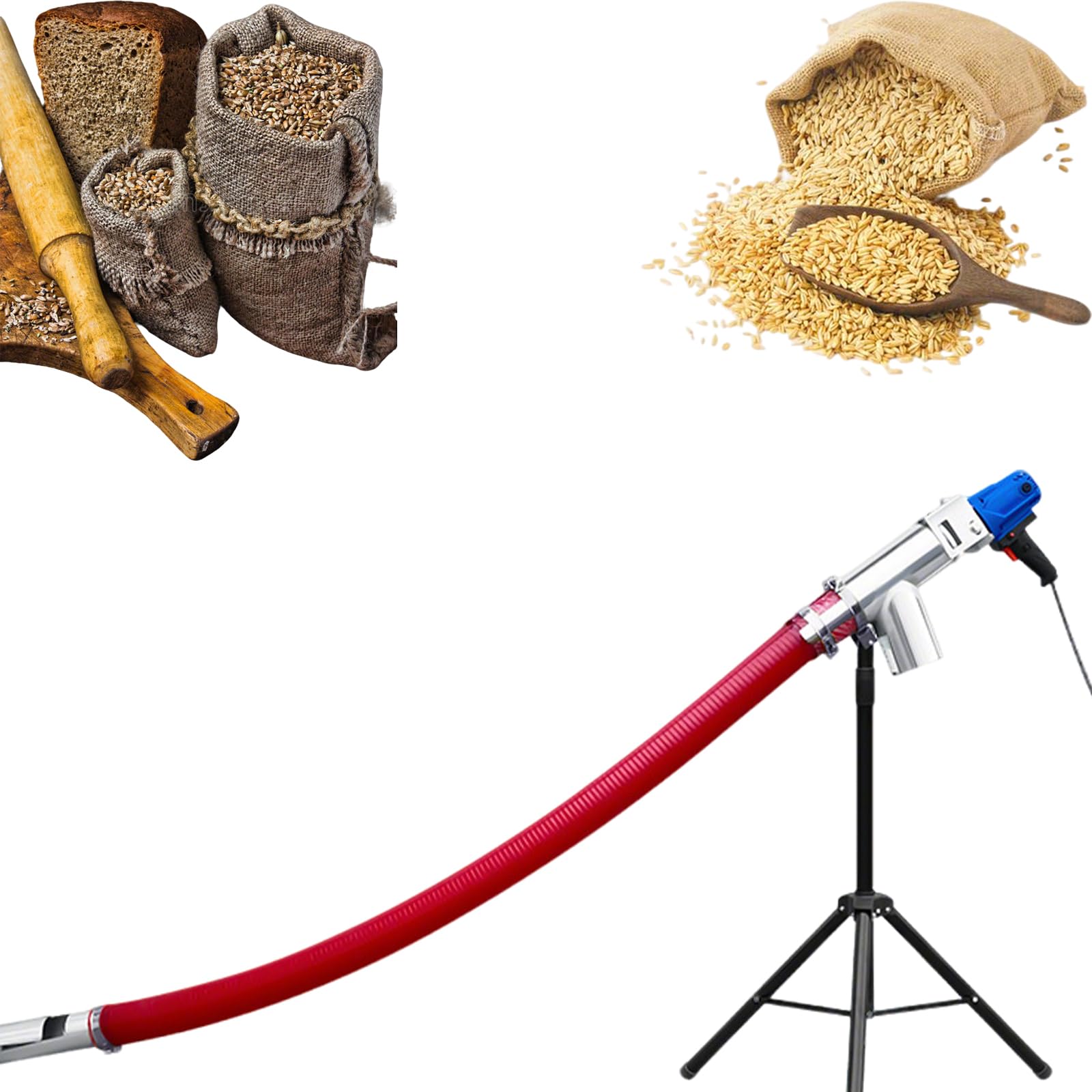 Aspiradora de grano portátil, transportador de tornillo industrial para arena, grano, polvo de cemento, sin soporte, 4 m