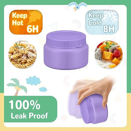 Miniatura 5 de Lonchera Bento para niños con termo de sopa de 9 onzas, recipientes de comida a prueba de fugas para niños con 4 compartimentos, bolsa de almuerzo