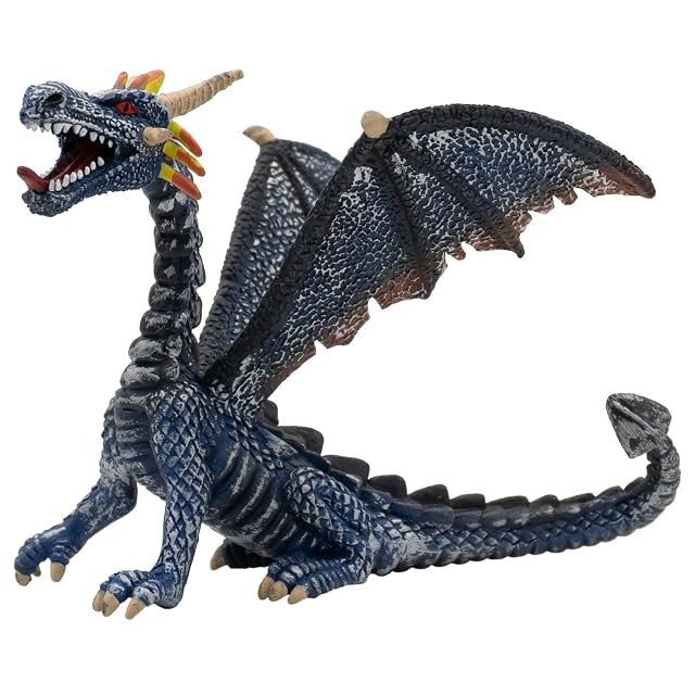 Topper Bullyland 75594 - Figura de Juego, dragón Sentado Azul/Plateado, Aprox. 11 cm de Altura, Figura…