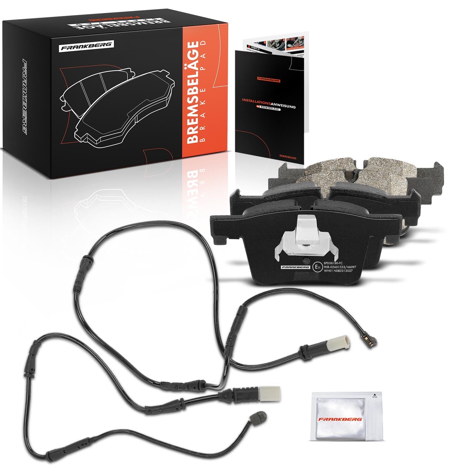 Frankberg Set di pastiglie dei freni incl. 4x Pastiglie dei Freni Anteriore Compatibile con Serie 3 Touring F31 2 Cabriolet F23 4 Gran Coupé F36 3 Gran Turismo F34 Serie 3 F30 F80 Replace# 34116854126