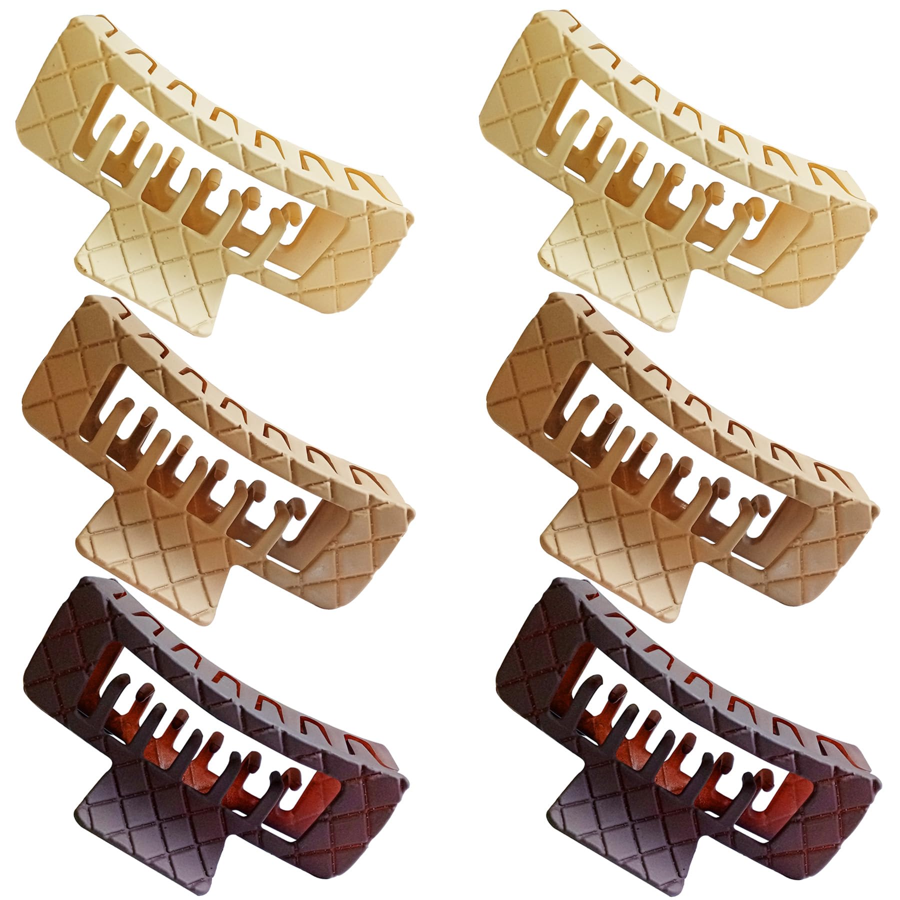 Kitiin Double Row Teeth Thick Hair Clips Square 2 Rows Claws Rectangle Women Girls Double Teeth Hair Claw Clips Double Claws Curly Straight Big Volume