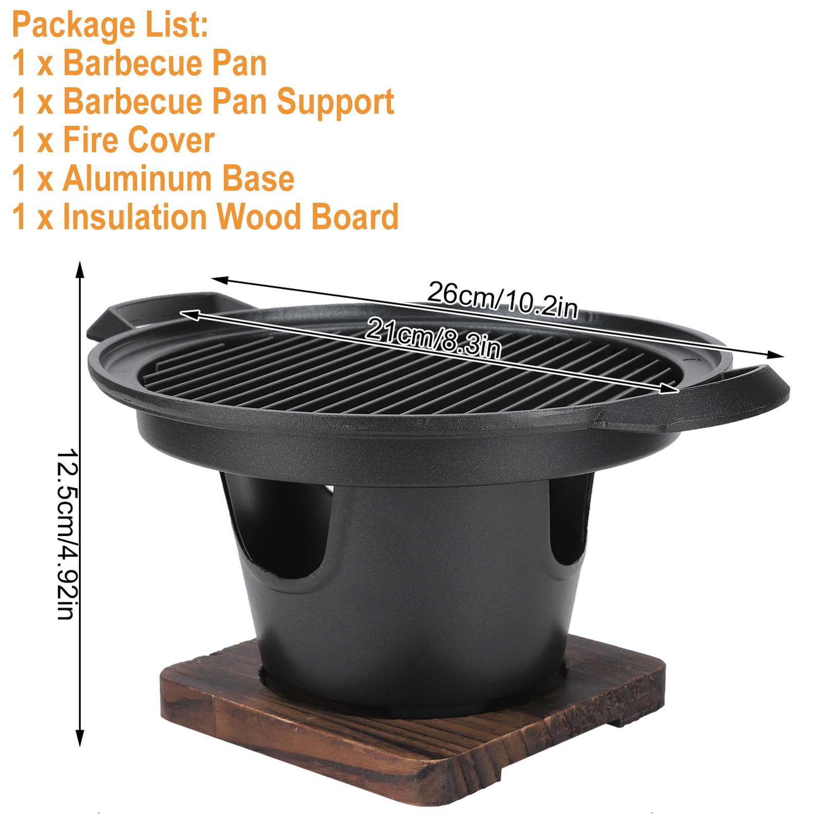 Przenośny mini grill bezdymny – piec do gotowania na węgiel drzewny, koreański styl do domu, kompaktowy 25 x 21 x 11 cm, idealny do użytku na zewnątrz i wewnątrz, akcesoria do grilla w zestawie