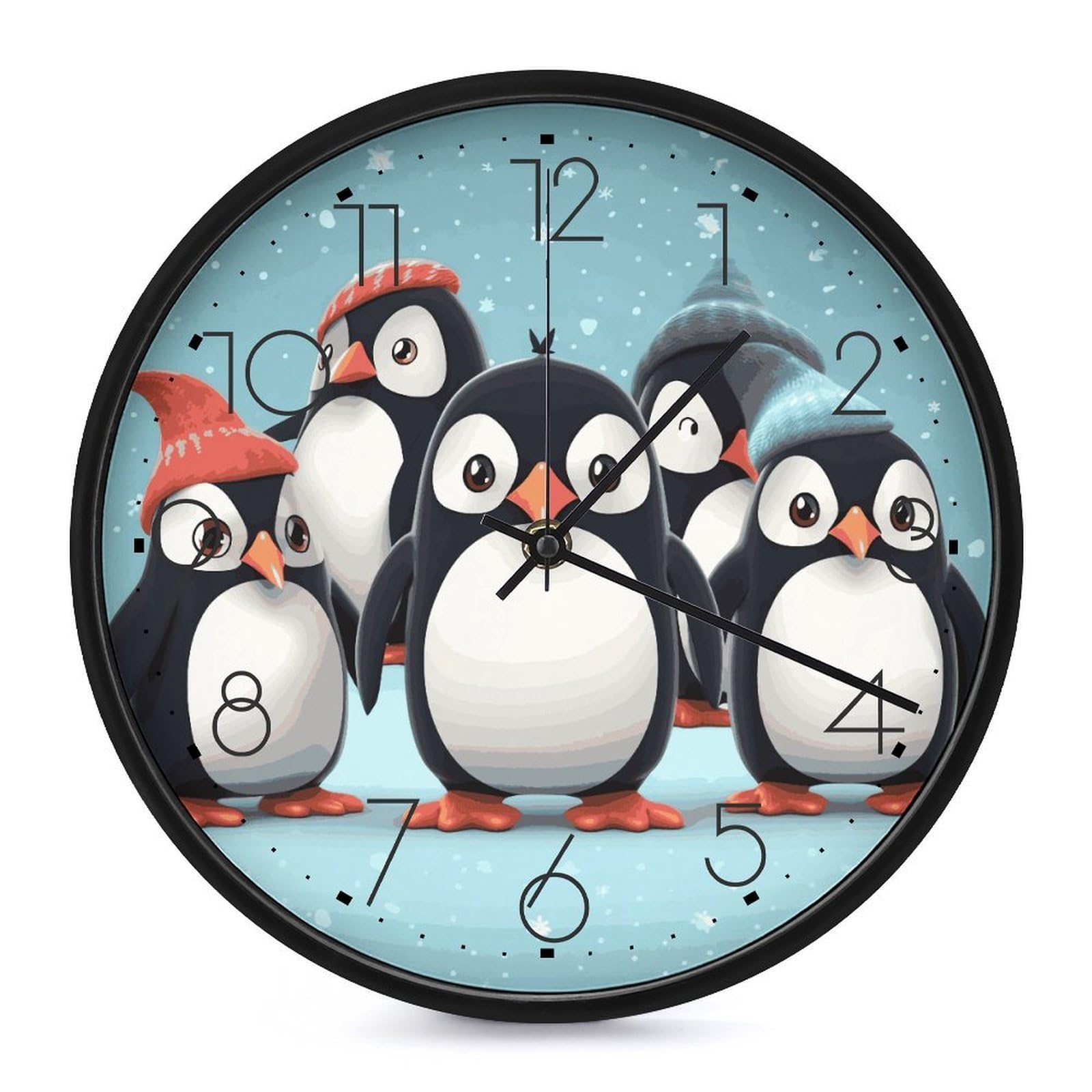 Horloge murale ronde pingouins moderne et robuste avec mécanisme de précision