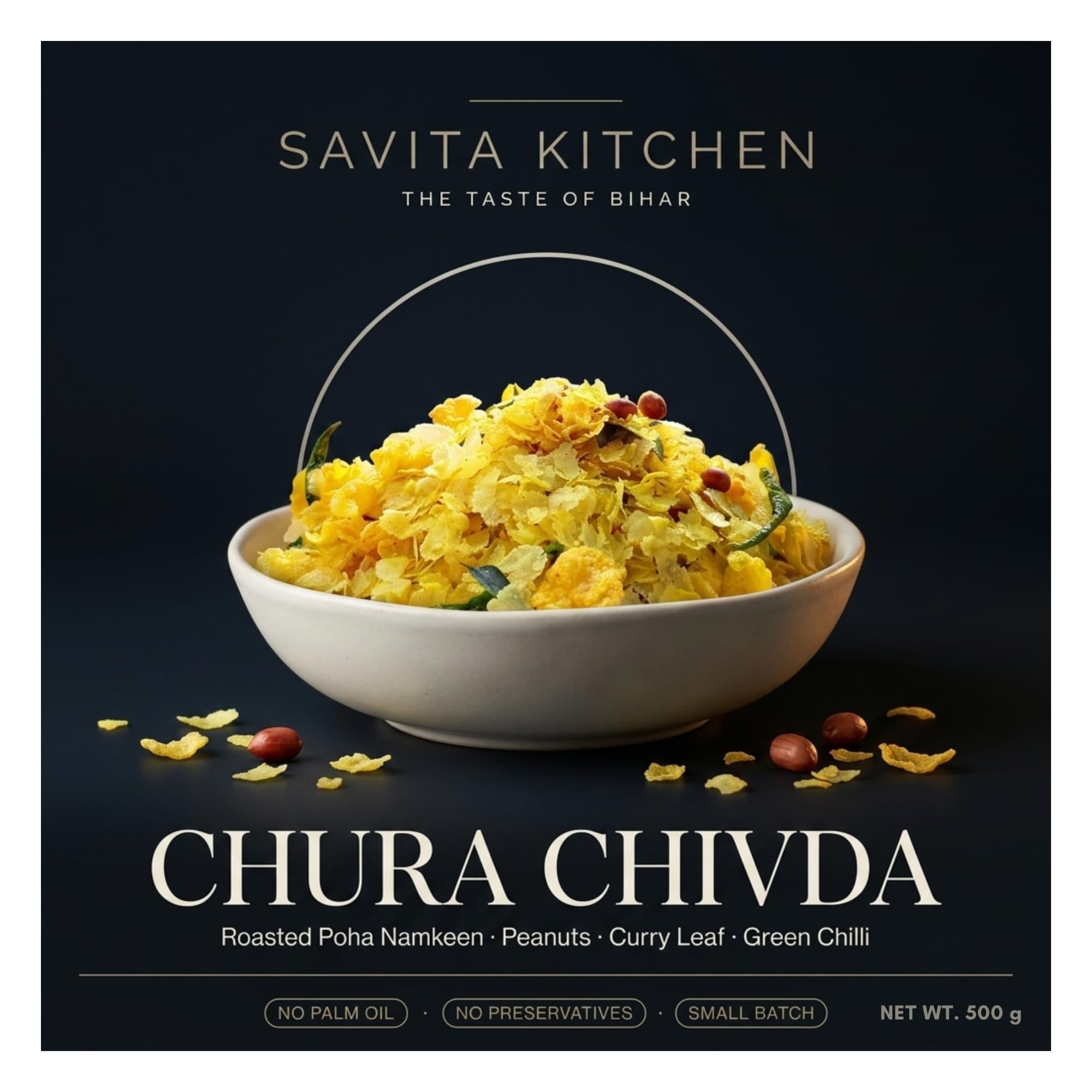 Savita Kitchen Chura Chivda Namkeen 500g | Roasted Poha Chiwda Mixture with Peanuts, Curry Leaves & Green Chilli | Made in Mustard Oil | No Palm Oil, No Preservatives | Family Pack Tea Time Snack-image-16