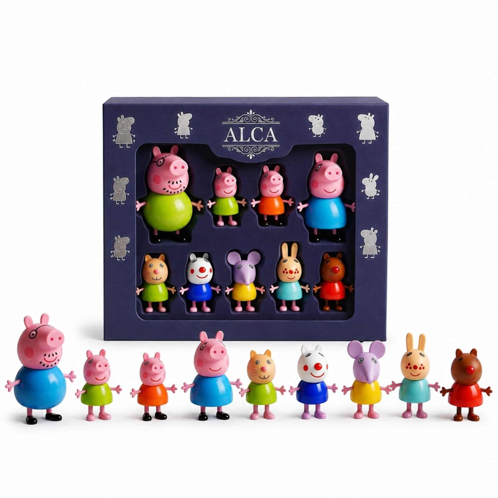 ALCA Peppa Pig Figure Family Set of 9 Pieces | Pretend Play Toy Set with Peppa, George, Mummy Pig, Daddy Pig & Friends | Poseable Family & Friends Action Figures for Kids, Boys & Girls |-image-14