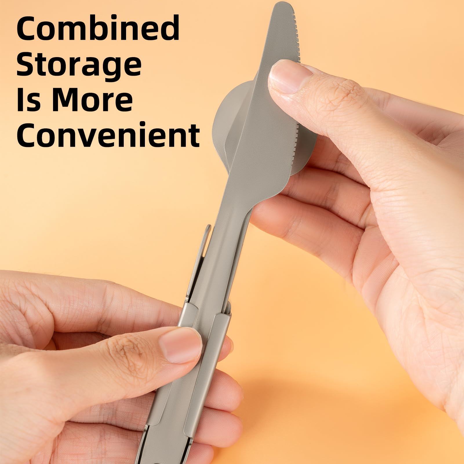 Qunature Pure Titanium Cutlery Set Lightweight Titanium Utensils Durable Titanium Silverware Eco-Friendly Including Steak Knife Fork and Spoon for Gift, Camping