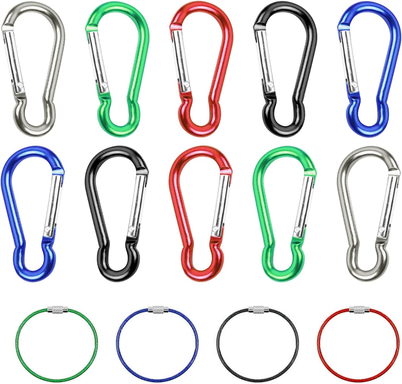 Lot De 10 Mousquetons à Vis Aluminium Gimars – 8 Cm, Anneau D – Multicolore (Neuf)