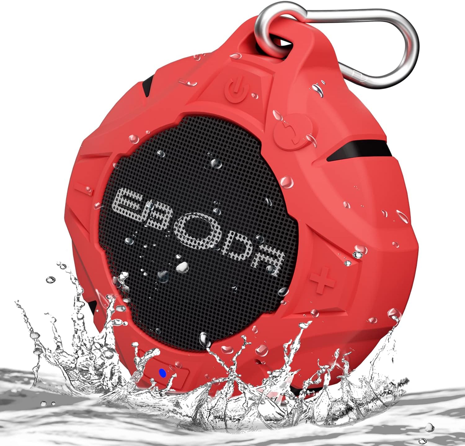 EBODA Bluetooth Shower Speaker, IP67 Waterproof Portable Speaker, Wireless Mini Speaker with Microphone, Lightweight, Supports Floating for Bathroom, Outdoors, Pool, Bike, Kayaking - Red