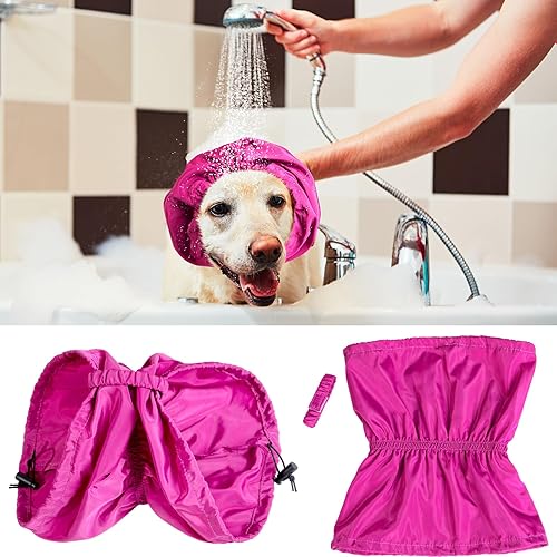 Gorro de ducha impermeable para perro, 2 unidades, de 11.81 pulgadas, gorro de baño para perro con correa ajustable, para baño, perro, lluvia,