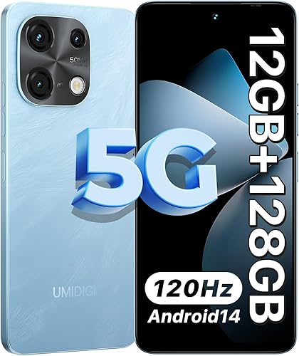 UMIDIGI Note 100 Teléfono celular 5G, Android 14 teléfonos desbloqueados, 12 (6+6) GB+128GBTF 1TB gasto, 5G Dual SIM, cámara de 50MP, pantalla HD de