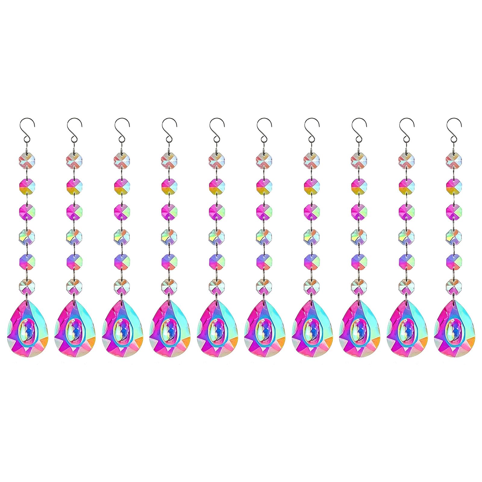 Reflective Bead Decor Set, 10 Piece Sun Prism Ornaments for Home Celebration Display and Wedding Party Accent Decor Sun Prism Faceted Bead Strand Reflective Glass Ornament Home Room Event Party Accent