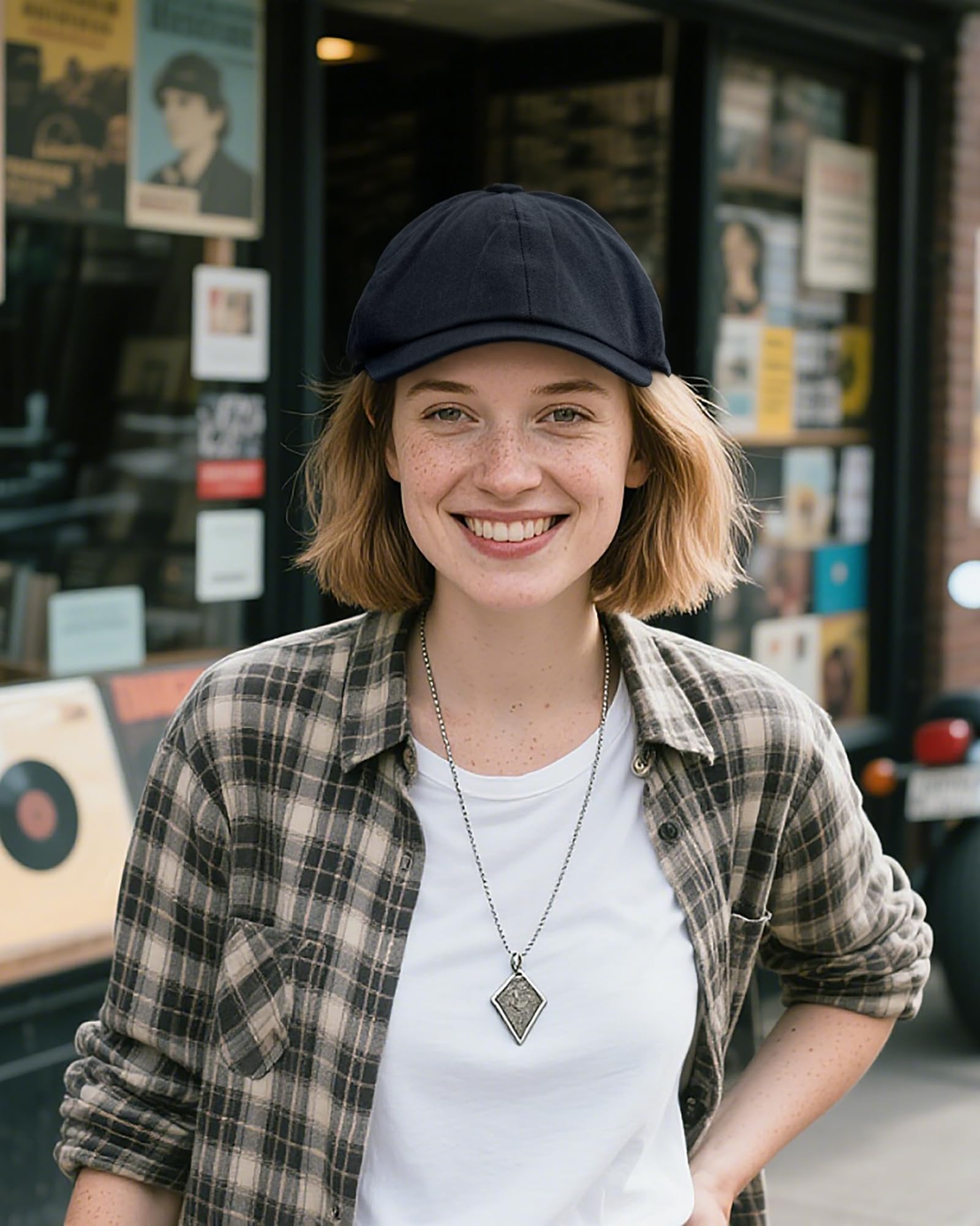 Clakllie Baumwolle Newsboy Cap Sommer Schiebermütze Gatsby Cap Herren Verstellbar Flatcap Vintage Tellermütze Gatsby Cabbie Cap