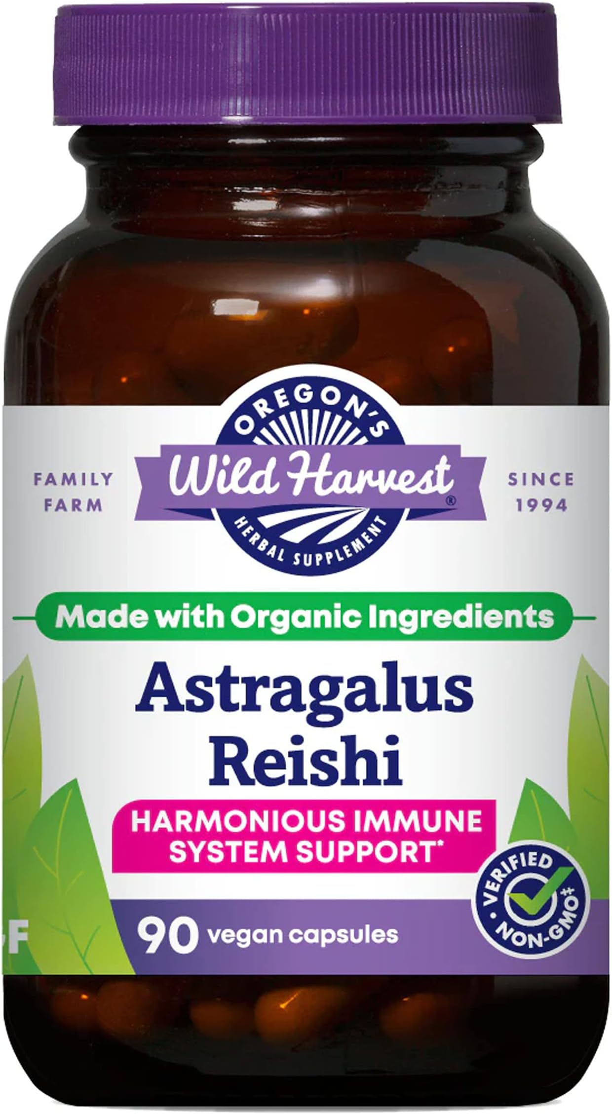 Astragalus Reishi Organic Herbal Supplement, 90 Count