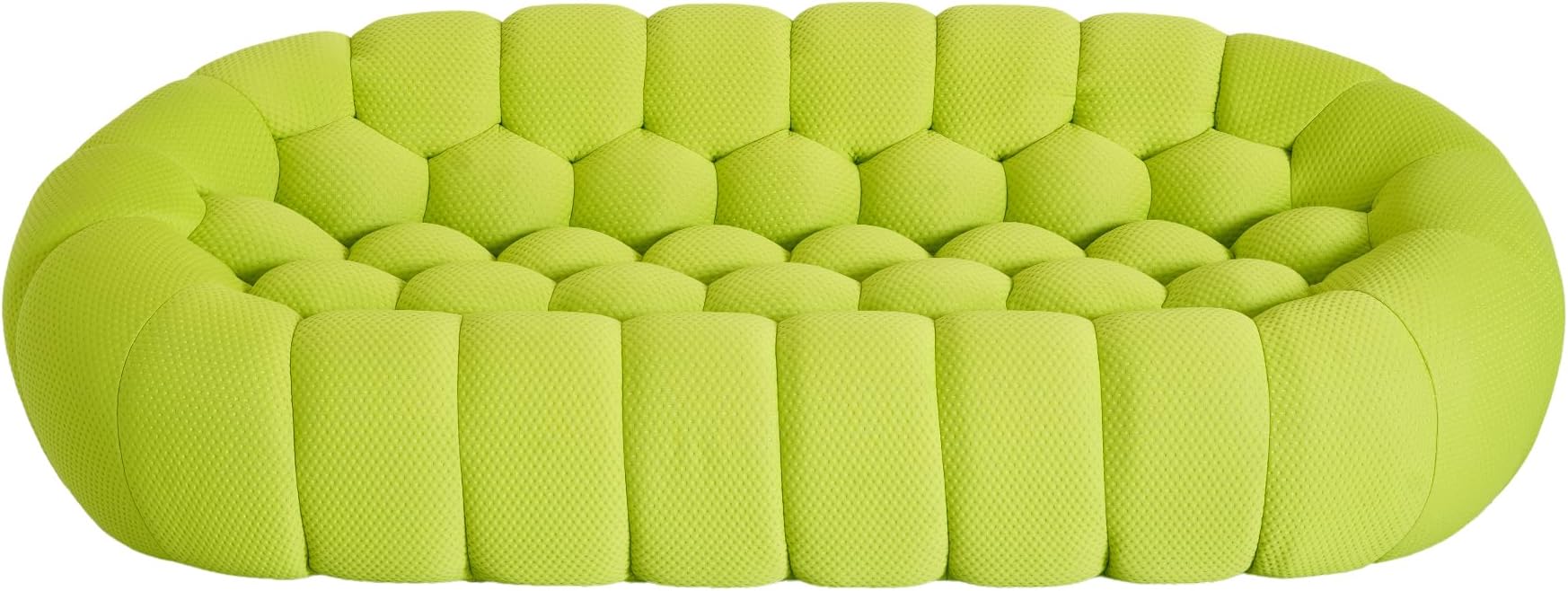 Bubble Couch, Modern Curved Couch, Memory Foam Round Lazy Floor Sofa, 3D Honeycomb Bubble Sofa Curved Sofas for Living Room (Fluorescent Green, 98.43")
